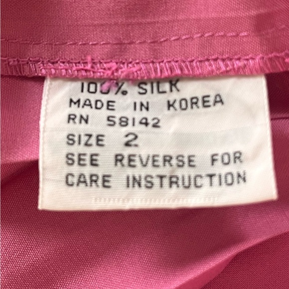 Vintage Maggy London Jeannene Booher Dress sz 2 Petite Pink Drop Waist 100% Silk - Picture 6 of 7